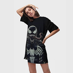 Футболка женская длинная Веном - черная смерть, цвет: 3D-принт — фото 2