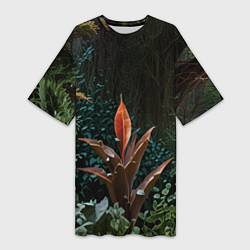 Футболка женская длинная Объемные растения, цвет: 3D-принт