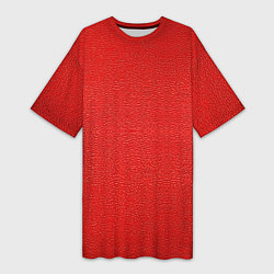 Футболка женская длинная Красная кожаная текстура, цвет: 3D-принт