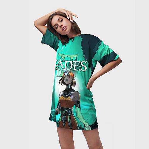Женская длинная футболка Мелиноя в подземелье - Hades 2 / 3D-принт – фото 3