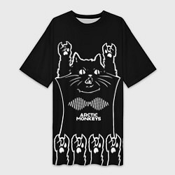 Футболка женская длинная Arctic Monkeys: cat rock, цвет: 3D-принт