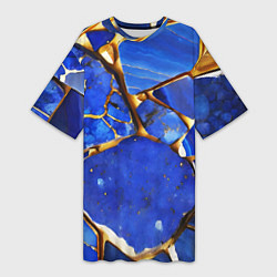 Футболка женская длинная A gold mineral in a blue stone, цвет: 3D-принт