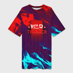 Футболка женская длинная Вартандер неоновый огонь, цвет: 3D-принт