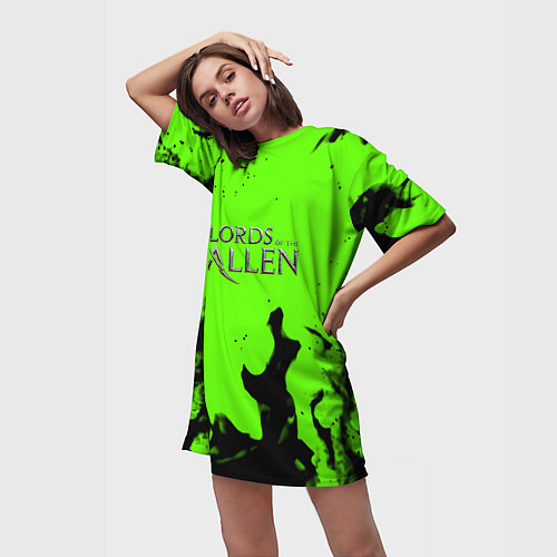 Женская длинная футболка Lord of the fallen flame / 3D-принт – фото 3