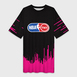 Футболка женская длинная NBA розовые краски, цвет: 3D-принт