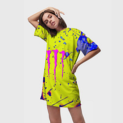 Футболка женская длинная Monster energy краски, цвет: 3D-принт — фото 2