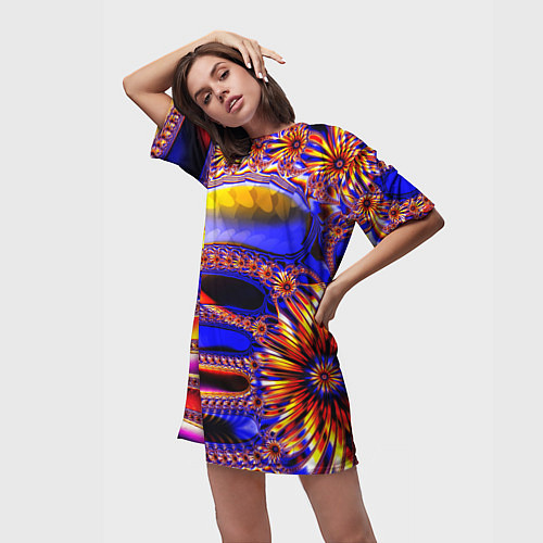 Женская длинная футболка Психоделика стекло / 3D-принт – фото 3