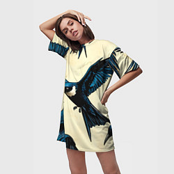 Футболка женская длинная Ласточки, цвет: 3D-принт — фото 2