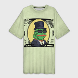 Футболка женская длинная Pepe is the main cryptocurrency, цвет: 3D-принт