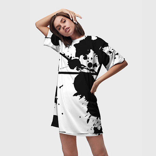 Женская длинная футболка Art blots - vanguard / 3D-принт – фото 3