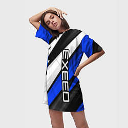 Футболка женская длинная Exeed - blue sport, цвет: 3D-принт — фото 2