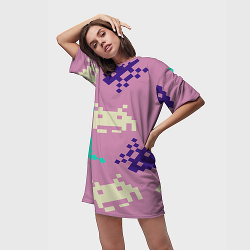 Женская длинная футболка Пиксели фильтр / 3D-принт – фото 3