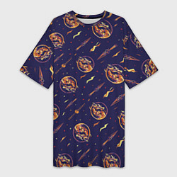 Футболка женская длинная Mortal Kombat logo pattern, цвет: 3D-принт