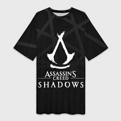 Футболка женская длинная Assassins creed shadows - монохромный, цвет: 3D-принт