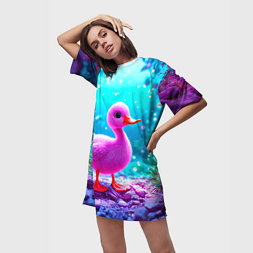 Женская длинная футболка Утеночек / 3D-принт – фото 3