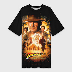 Футболка женская длинная Индиана Джонс: королевство хрустального черепа, цвет: 3D-принт