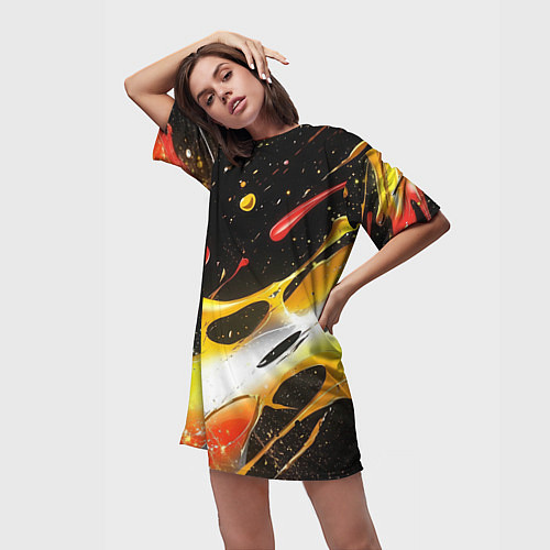 Женская длинная футболка Текстура краска / 3D-принт – фото 3