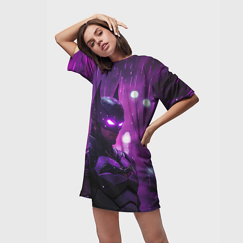 Женская длинная футболка Бэтмен ночной город / 3D-принт – фото 3