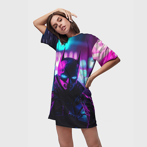Женская длинная футболка Бэтмен светящиеся глаза / 3D-принт – фото 3