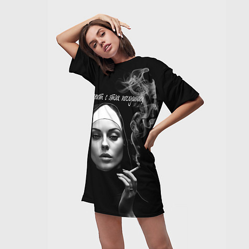 Женская длинная футболка Все дуреют с этих послушниц / 3D-принт – фото 3