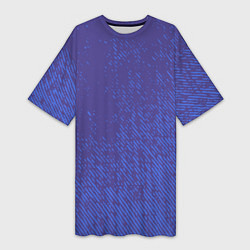 Футболка женская длинная Джинс с потертостями-синий, цвет: 3D-принт