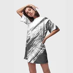 Футболка женская длинная The color is gray and white, цвет: 3D-принт — фото 2