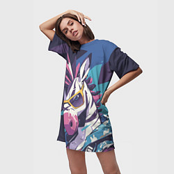 Футболка женская длинная Модная зебра, цвет: 3D-принт — фото 2