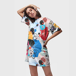 Футболка женская длинная Цветы - абстрактные узоры, цвет: 3D-принт — фото 2