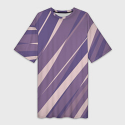 Футболка женская длинная Фиолетовый абстрактные полосы, цвет: 3D-принт