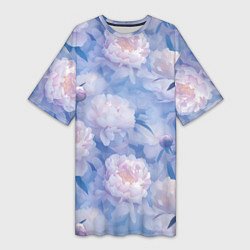 Футболка женская длинная Цветы в туманности, цвет: 3D-принт