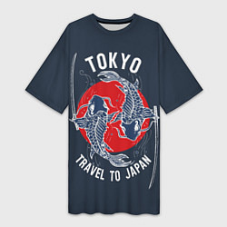 Футболка женская длинная Токио путешествие в Японию, цвет: 3D-принт