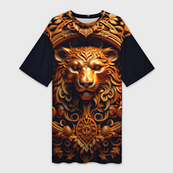 Футболка женская длинная Лев узор, цвет: 3D-принт