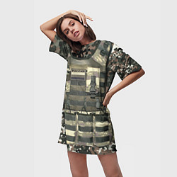 Футболка женская длинная Бронежилет армейский - камуфляж, цвет: 3D-принт — фото 2