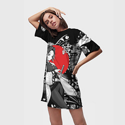 Футболка женская длинная Шинобу Кочо бабочка - убийца демонов, цвет: 3D-принт — фото 2