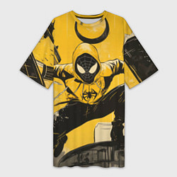 Футболка женская длинная Черный человек-паук, цвет: 3D-принт