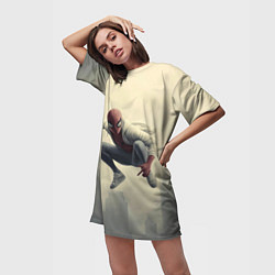 Футболка женская длинная Человек паук в прыжке, цвет: 3D-принт — фото 2