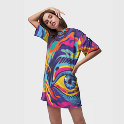 Футболка женская длинная Глаза вселенной, цвет: 3D-принт — фото 2