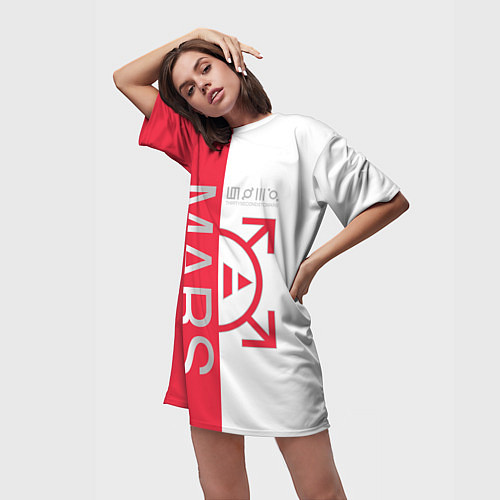 Женская длинная футболка 30 Seconds to Mars poster / 3D-принт – фото 3