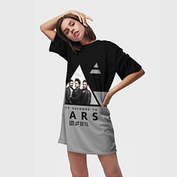 Футболка женская длинная 30 Seconds to Mars - poster, цвет: 3D-принт — фото 2