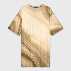 Футболка женская длинная Светлый коричневый текстура камень мрамор, цвет: 3D-принт