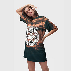 Футболка женская длинная Белобог - небо славян, цвет: 3D-принт — фото 2