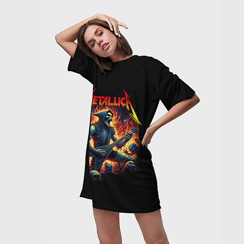 Женская длинная футболка Metallica - James Alan Hatfield / 3D-принт – фото 3