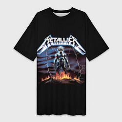 Футболка женская длинная Metallica - neon fantasy, цвет: 3D-принт