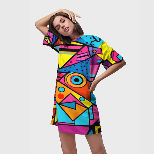 Женская длинная футболка Кислая геометрия / 3D-принт – фото 3