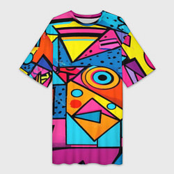 Футболка женская длинная Кислая геометрия, цвет: 3D-принт