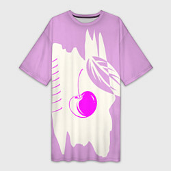 Футболка женская длинная Вишневый коллаж, цвет: 3D-принт