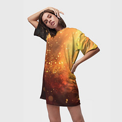 Футболка женская длинная Золотая блестящая текстура, цвет: 3D-принт — фото 2