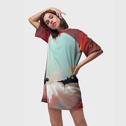 Футболка женская длинная Сюрреалистичная абстракция, цвет: 3D-принт — фото 2