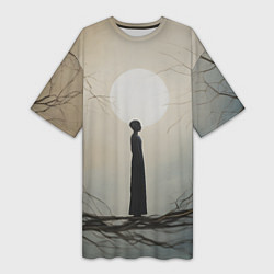 Футболка женская длинная Минималистичный сюрреализм, цвет: 3D-принт