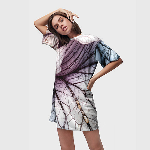 Женская длинная футболка Раскрытый цветок / 3D-принт – фото 3